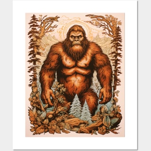 Vintage Retro Bigfoot Design Posters and Art